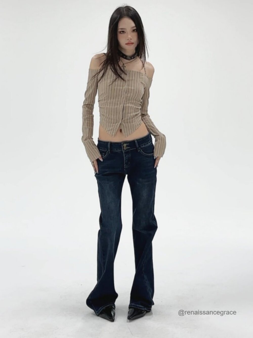 EMMIOL Mid Low Rise Flare Jeans Womens Stretch Denim Boot Cut - Picture 4 of 4